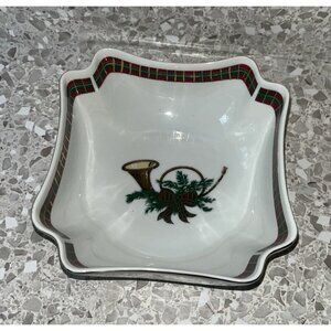 Georges Briard The Hunt Nut Dish French Horn Red Gold Green 5x5 No Chips/Cracks